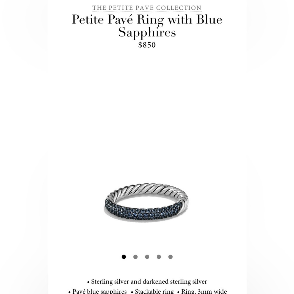 David Yurman Petite Pave Ring w/ blue sapphires SS.